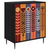 vidaXL Př&iacute;born&iacute;k ESSEN Tisk slunečnice 66 x 36,5 x 76 cm Čern&yacute; dub