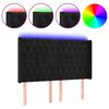 vidaXL Čelo postele s LED čern&eacute; 147 x 16 x 118/128 cm samet