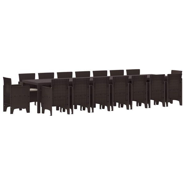 vidaXL Zahradn&iacute; j&iacute;deln&iacute; souprava s pol&scaron;t&aacute;ři 17 pcs Hněd&aacute; PP