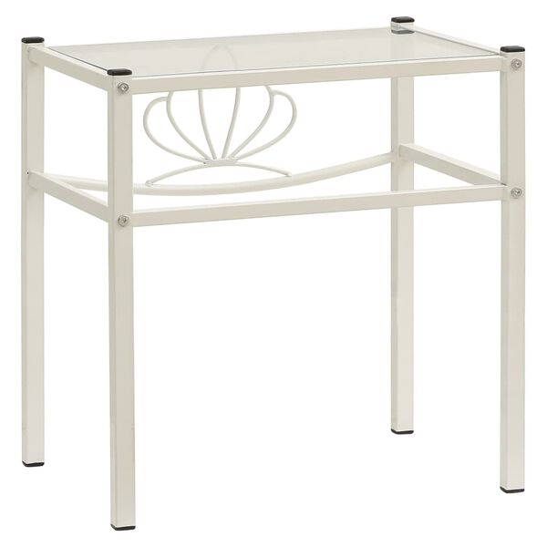 vidaXL Nočn&iacute; stolky 2 ks b&iacute;l&eacute; a průhledn&eacute; kov a sklo