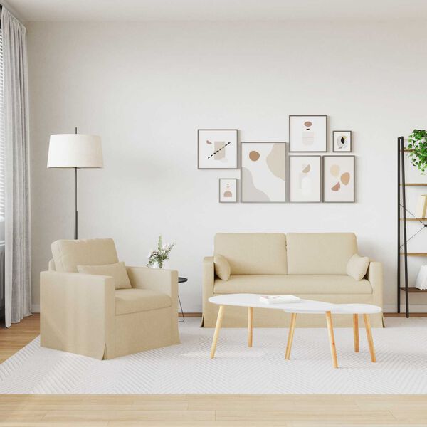 vidaXL Pohovka 2 pcs Kr&eacute;mov&aacute; 158 x 78 x 80 cm textil