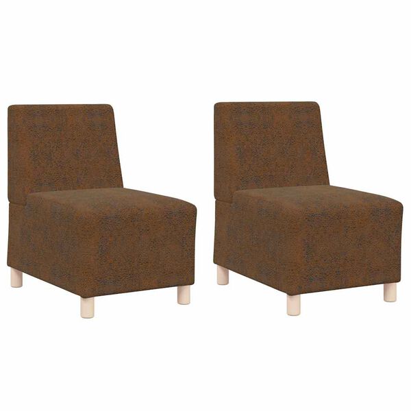 vidaXL Modulová sedačka bez opěradel 2 pcs Hnědá 55 x 74 x 82 cm