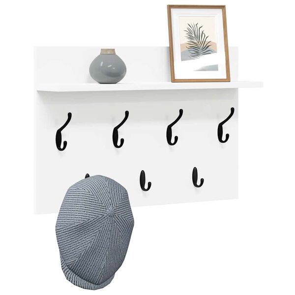 vidaXL Nástěnný věšák na kabáty Bílá 60 x 40 x 12 cm Kompozitní dřevo
