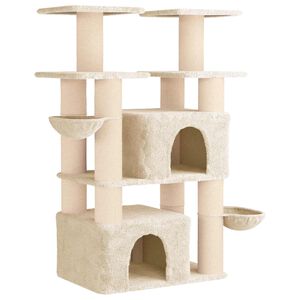 vidaXL Kočič&iacute; strom se &scaron;krabac&iacute;mi sloupky sisal Kr&eacute;mov&aacute; 147 cm 2 ks