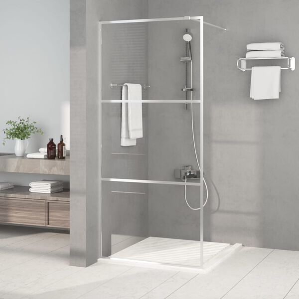 vidaXL Sprchov&aacute; z&aacute;stěna walk-in stř&iacute;brn&aacute; 90 x 195 cm čir&eacute; ESG sklo