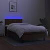 vidaXL Box spring postel s matrac&iacute; a LED tmavě hněd&aacute; 90x200 cm textil
