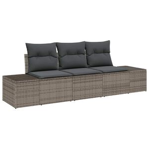 vidaXL Sada zahradn&iacute;ch pohovek s &uacute;loži&scaron;těm 3 pcs &Scaron;ed&aacute; polyratan