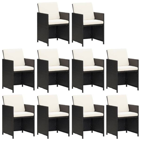 vidaXL 11dílný zahradní jídelní set s poduškami polyratan černý