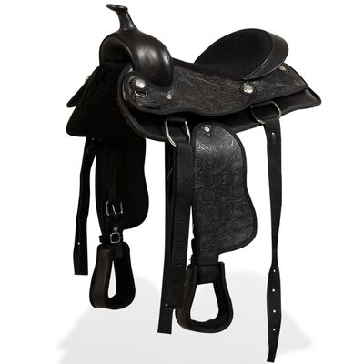vidaXL Westernové sedlo pro koně, set, pravá kůže 13" černé