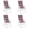 vidaXL Podušky na židli vysoké opěradlo 4 ks červené kárované oxford