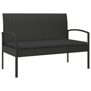vidaXL Zahradn&iacute; lavice s podu&scaron;kou čern&aacute; 105 cm polyratan