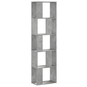 vidaXL Knihovna 5patrov&aacute; betonově &scaron;ed&aacute; 45 x 23,5 x 162,5 cm kompozit