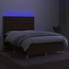 vidaXL Box spring postel s matrac&iacute; a LED tmavě hněd&aacute; 140x200 cm textil