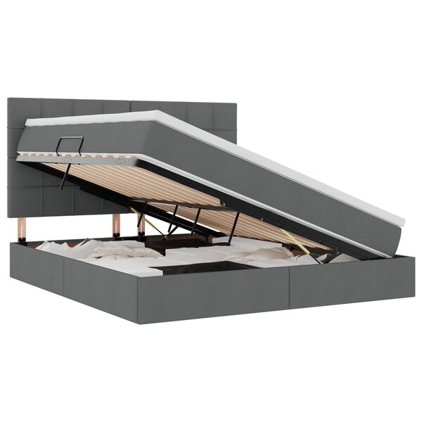 vidaXL Postel s &uacute;ložn&yacute;m prostorem a matrac&iacute; Tmavě &scaron;ed&aacute; 180 x 200 cm