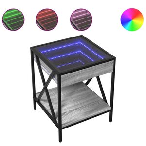 vidaXL Nočn&iacute; stolek s Infinity LED &scaron;ed&yacute; sonoma 40 x 40 x 49 cm