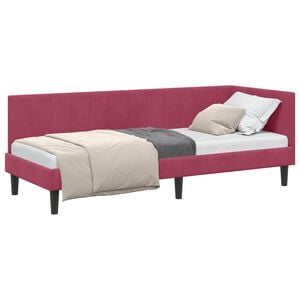 vidaXL Rohov&yacute; r&aacute;m postele s čelo V&iacute;no Červen&eacute; 80 cm x 200 cm samet