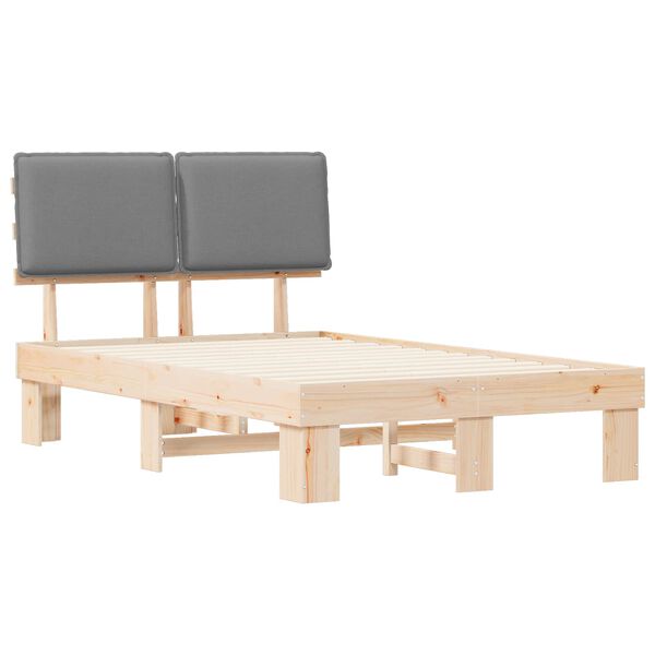 vidaXL Rám postele s čalouněným čelem s čelo Světle šedá 120 x 190 cm