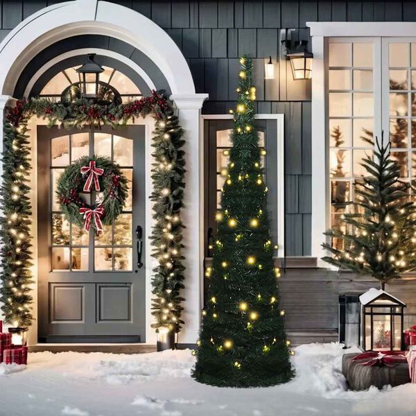 vidaXL Pop-up uměl&yacute; v&aacute;nočn&iacute; stromek s LED osvětlen&iacute;m zelen&yacute; 150 cm