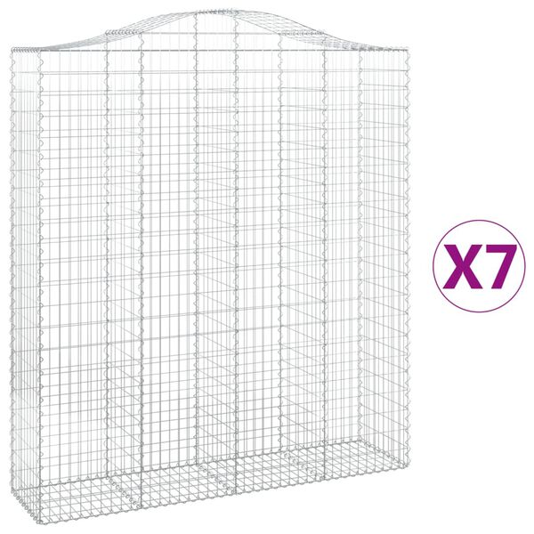 vidaXL Klenuté gabionové koše 7 ks 200x50x220/240cm pozinkované železo