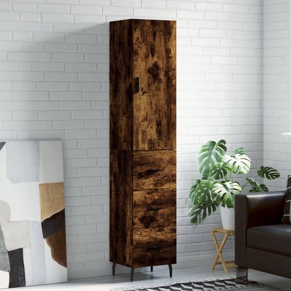 vidaXL Skř&iacute;ň highboard kouřov&yacute; dub 34,5 x 34 x 180 cm kompozitn&iacute; dřevo