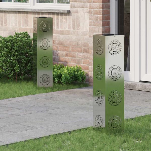 vidaXL Sol&aacute;rn&iacute; LED Cestovn&iacute; Světlo 2 pcs Stř&iacute;brn&aacute; Pozinkovan&aacute; ocel