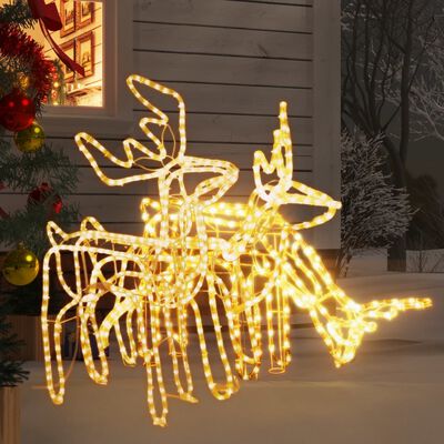 vidaXL 3dílná sada vánočních sobů s teplými bílými LED