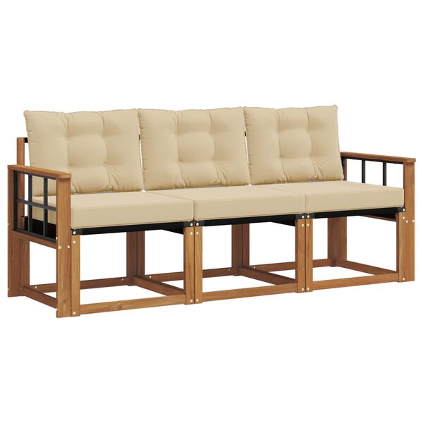 vidaXL Venkovn&iacute; pohovkov&aacute; souprava 3 pcs Přirozen&aacute; a B&eacute;žov&aacute;