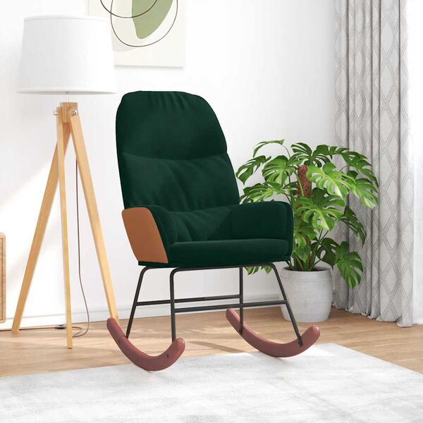 vidaXL Houpac&iacute; židle tmavě zelen&aacute; samet