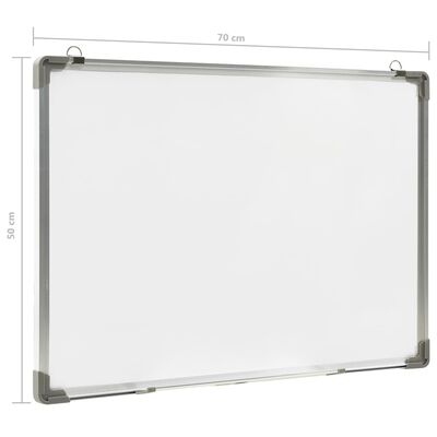 vidaXL Bílá magnetická tabule stíratelná za sucha 70 x 50 cm ocel