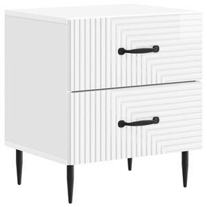 vidaXL Nočn&iacute; skř&iacute;ňka B&iacute;l&aacute; s vysok&yacute;m leskem 43 x 34,5 x 47,5 cm