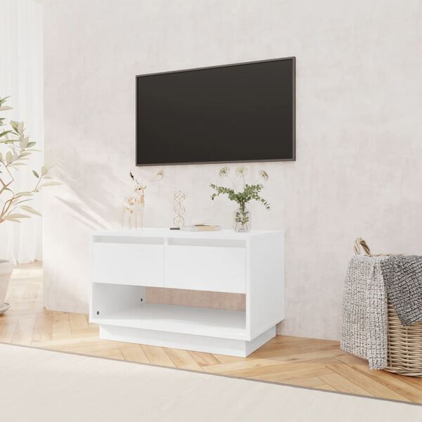 vidaXL TV skř&iacute;ňka b&iacute;l&aacute; s vysok&yacute;m leskem 70x41x44 cm kompozitn&iacute; dřevo
