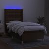 vidaXL Box spring postel s matrac&iacute; a LED tmavě hněd&aacute; 90x190 cm textil