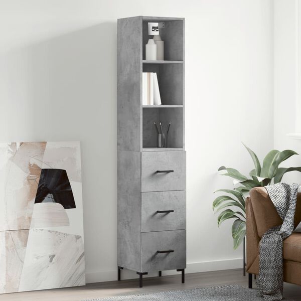vidaXL Skř&iacute;ň highboard betonově &scaron;ed&aacute; 34,5x34x180 cm kompozitn&iacute; dřevo