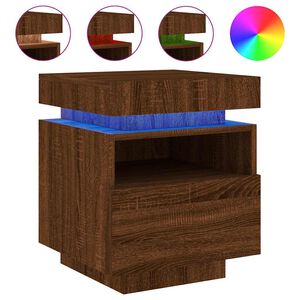 vidaXL Nočn&iacute; stolek s LED osvětlen&iacute;m hněd&yacute; dub 40 x 39 x 48,5 cm