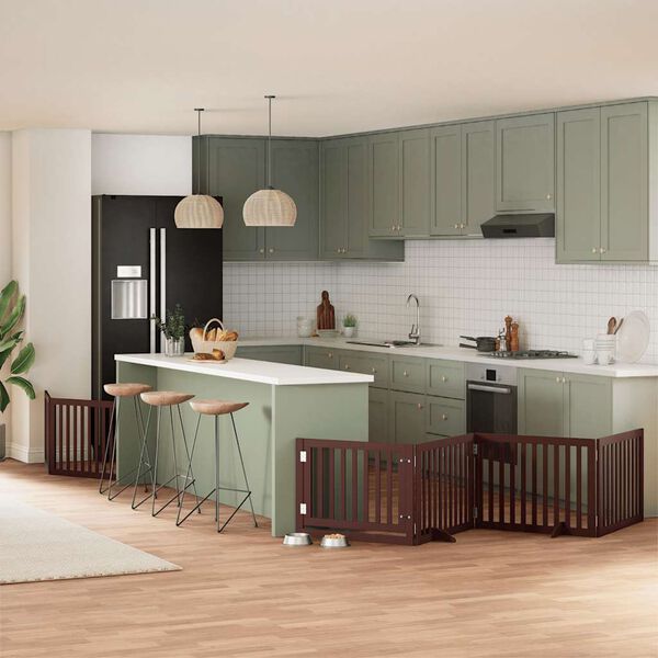 vidaXL Z&aacute;brana pro psy s dv&iacute;řky skl&aacute;dac&iacute; 8 panelů hněd&aacute; 640 cm topol