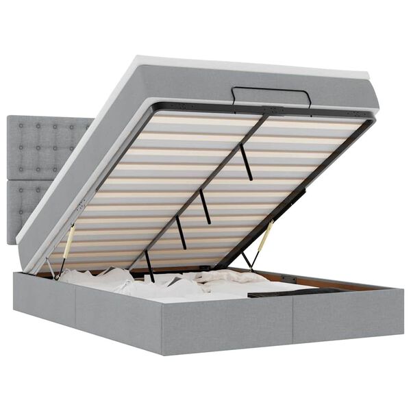 vidaXL Osmansk&yacute; r&aacute;m postele s matrac&iacute; světle &scaron;ed&aacute; 140x200cm textil