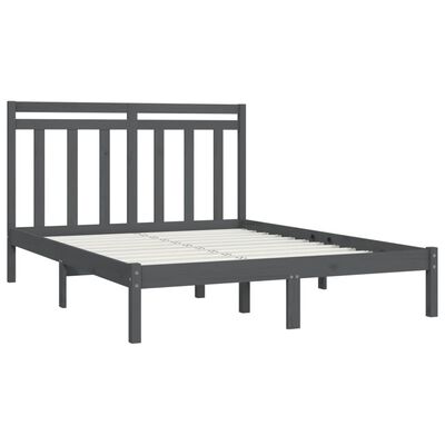 vidaXL Rám postele šedý masivní dřevo 135 x 190 cm dvojlůžko