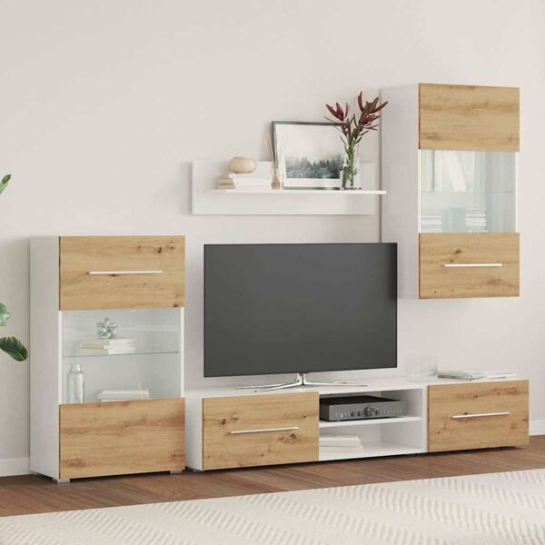 vidaXL 5d&iacute;ln&aacute; TV stolky s LED osvětlen&iacute;m dub artisan kompozitn&iacute; dřevo