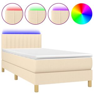 vidaXL Box spring postel s matrac&iacute; a LED kr&eacute;mov&aacute; 80 x 200 cm textil