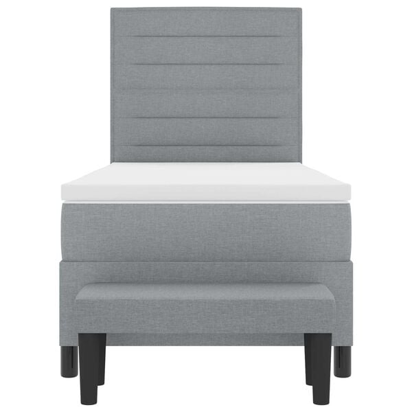 vidaXL Postel s boxspringem s čelo Světle &scaron;ed&aacute; 90 x 190 cm textil