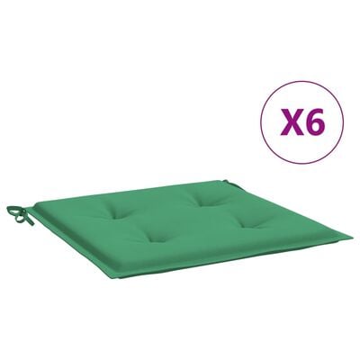 vidaXL Podušky na zahradní židli 6 ks zelené 40x40x3 cm látka oxford