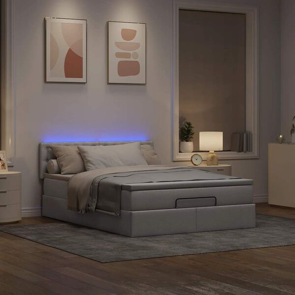 vidaXL Osmansk&aacute; postel s matrac&iacute; & LED Taupe 140x190 cm L&aacute;tka