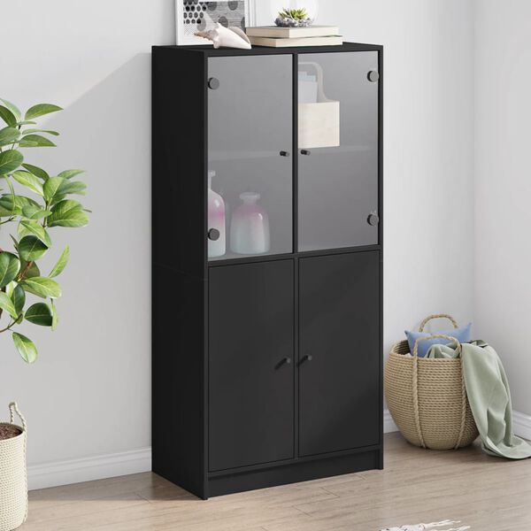 vidaXL Highboard s dvířky černý 68 x 37 x 142 cm kompozitní dřevo