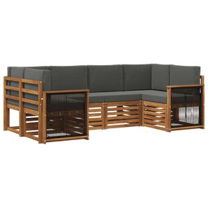 vidaXL Rohov&aacute; sofa sada s pol&scaron;t&aacute;řem 5 pcs Přirozen&aacute; a Anthracitov&aacute;