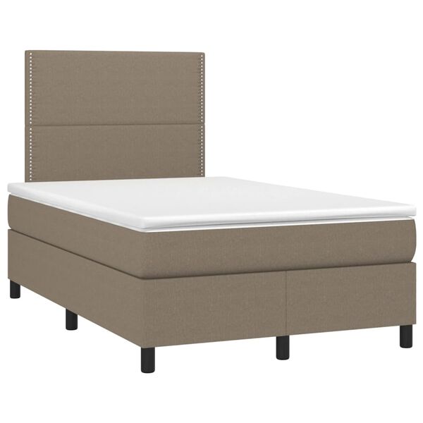 vidaXL Box spring postel s matrac&iacute; a LED taupe 120x190 cm textil