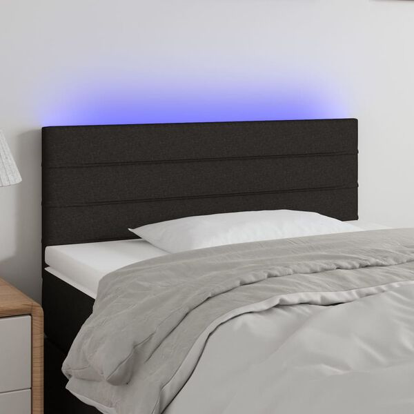 vidaXL Čelo postele s LED čern&eacute; 90x5x78/88 cm textil