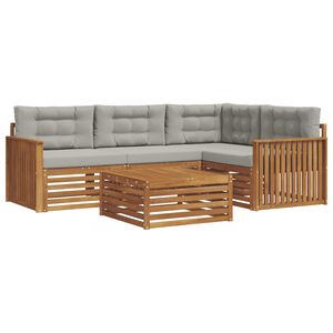 vidaXL Venkovn&iacute; pohovkov&aacute; souprava 5 pcs Př&iacute;rodn&iacute; a světle &scaron;ed&aacute;