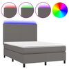 vidaXL Box spring postel s matrac&iacute; a LED &scaron;ed&aacute; 140x190 cm uměl&aacute; kůže