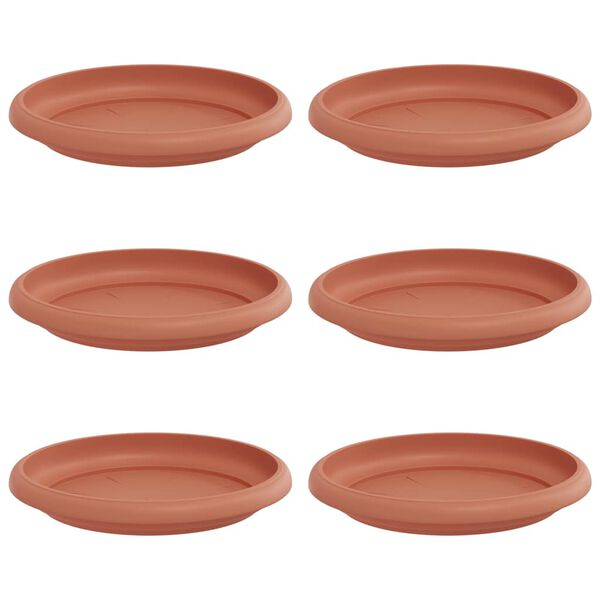 vidaXL Kruhov&yacute; květinov&yacute; t&aacute;cek 6 pcs Cihlově červen&aacute; &Oslash; 14 x 2 cm Plast