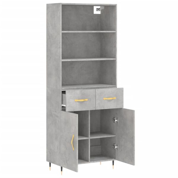 vidaXL Skř&iacute;ň highboard betonově &scaron;ed&aacute; 69,5x34x180 cm kompozitn&iacute; dřevo